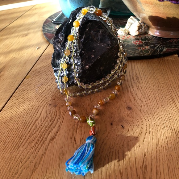 Genuine Quartz and Golden Agate Mala - Picture 2 of 4